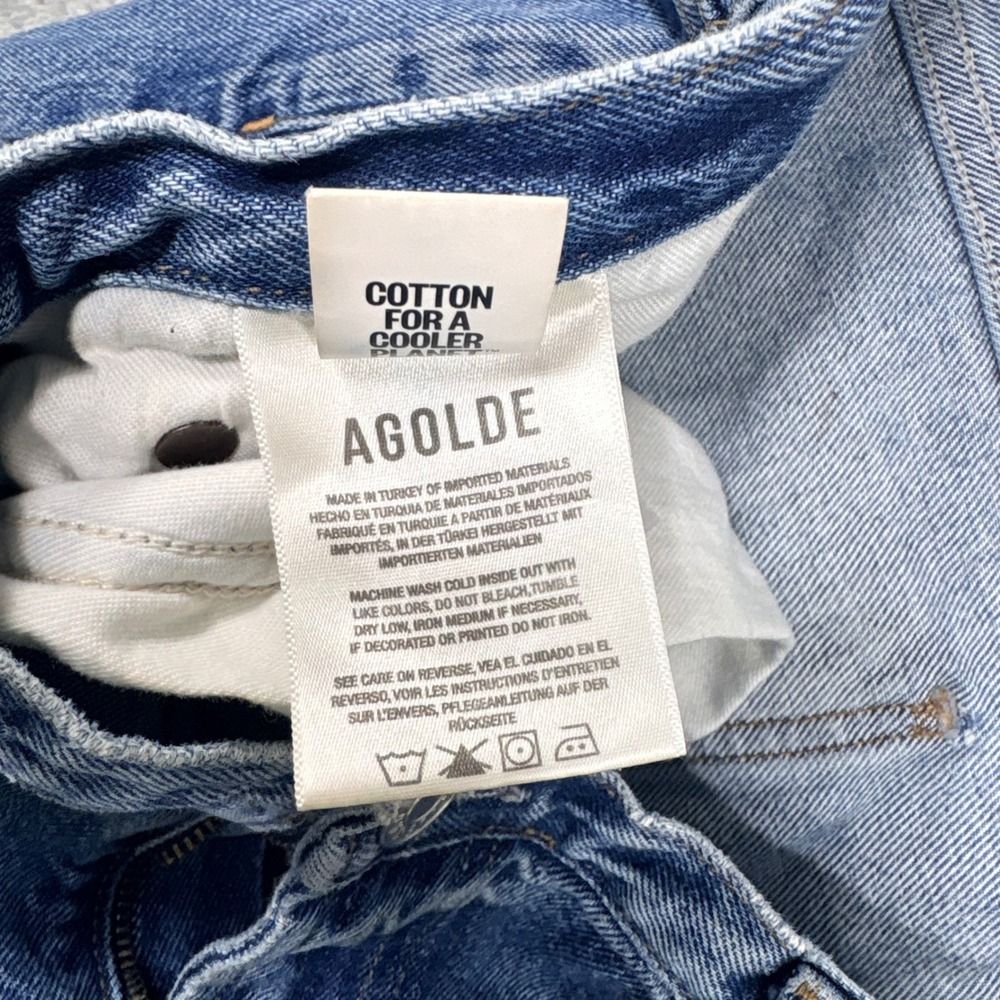 AGOLDE Wide Leg Baggy Jeans Womens 32 Light Blue Organic Cotton High Rise Denim - Picture 5 of 15